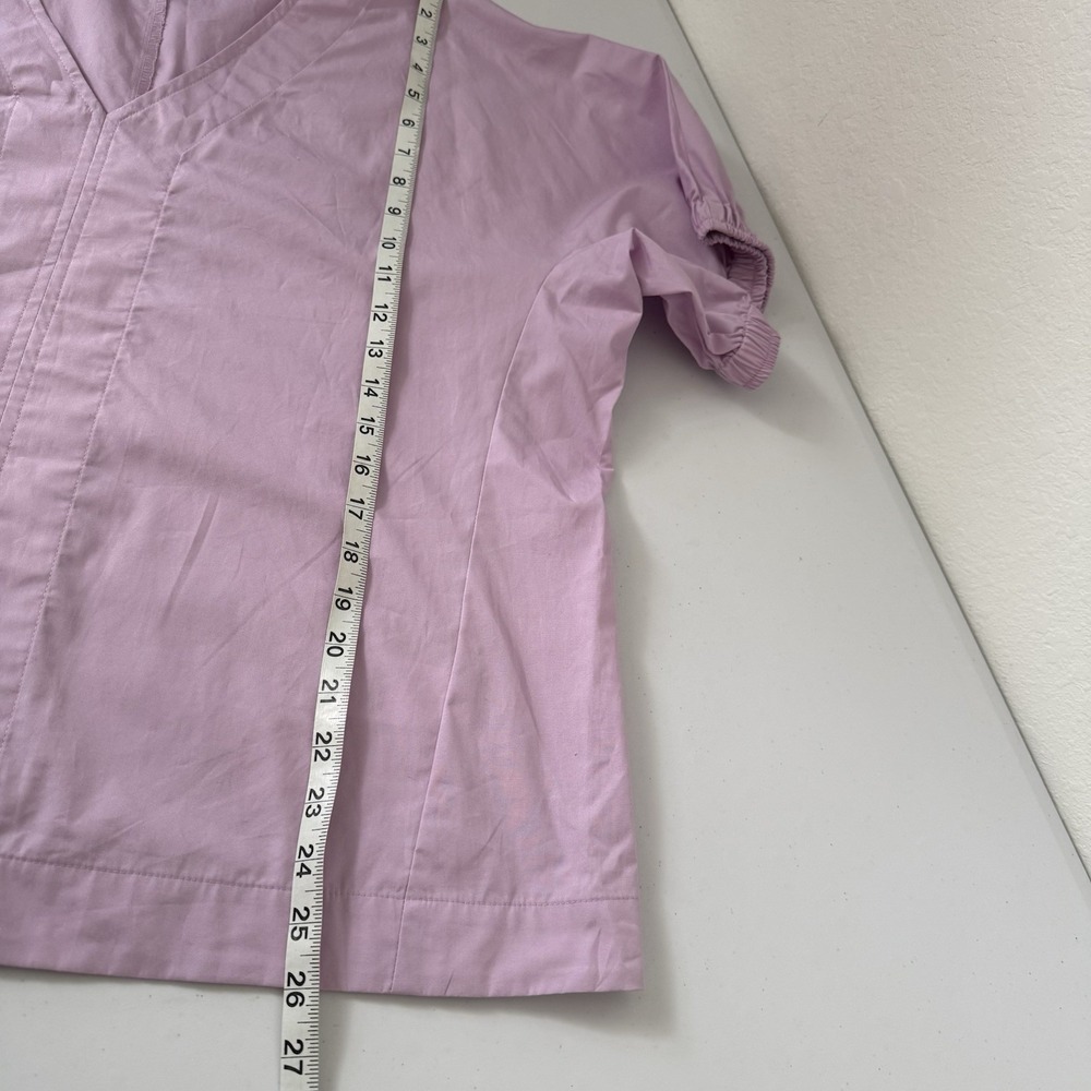 Donna Karan New York Women's V-Neck Short Sleeve Blouse Size XL Lavender NWT - Picture 8 of 9